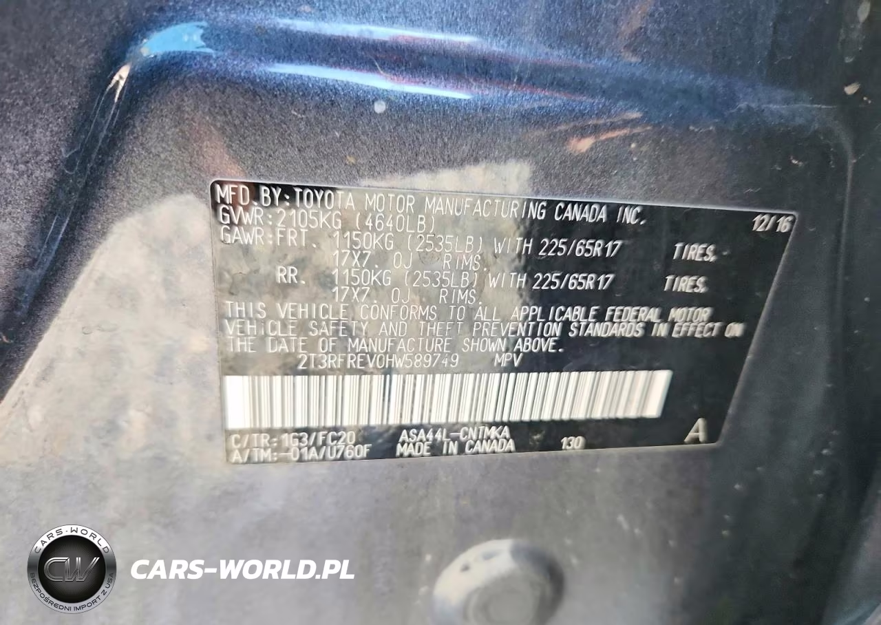 2017 Toyota Rav4 Xle VIN:2T3RFREV0HW589749 - 13