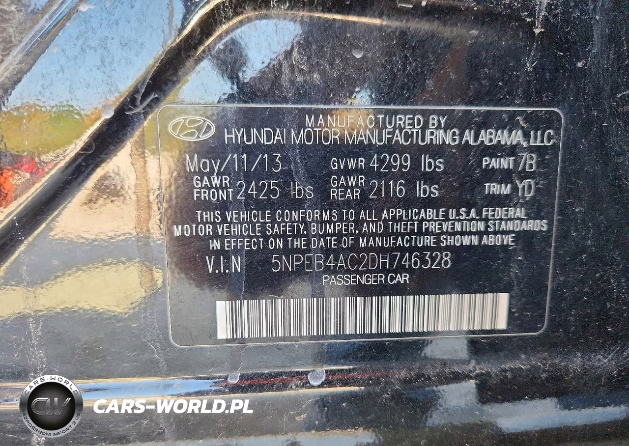 2013 Hyundai Sonata Gls VIN:5NPEB4AC2DH746328 - 12
