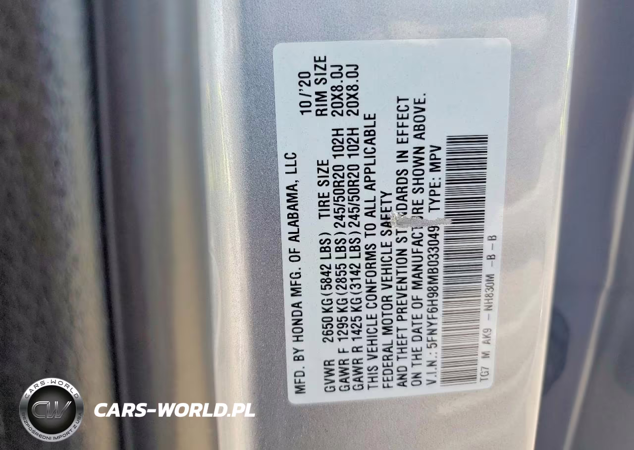 2021 Honda Pilot Touring VIN:5FNYF6H98MB033049 - 13