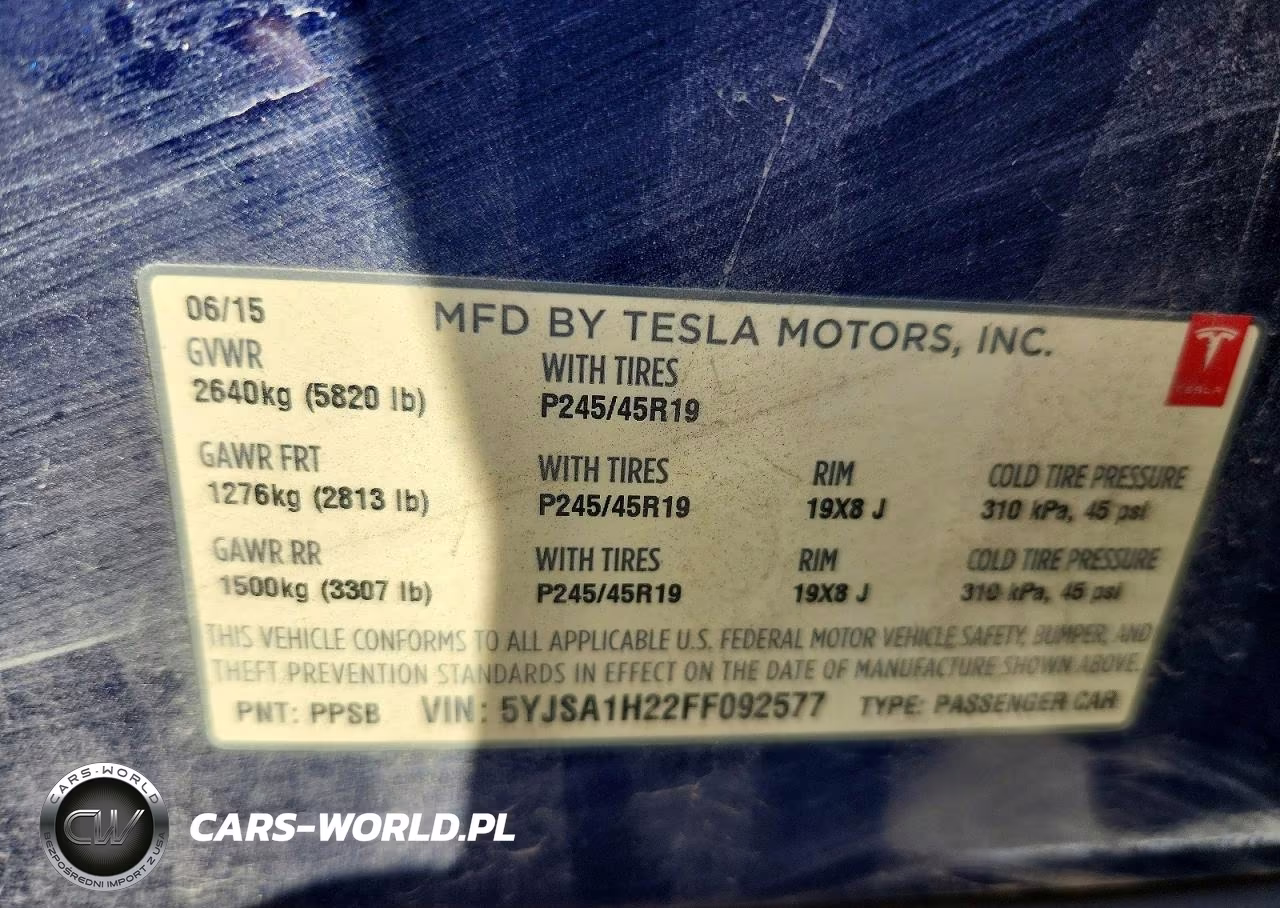 2015 Tesla Model S 85D VIN:5YJSA1H22FF092577 - 12