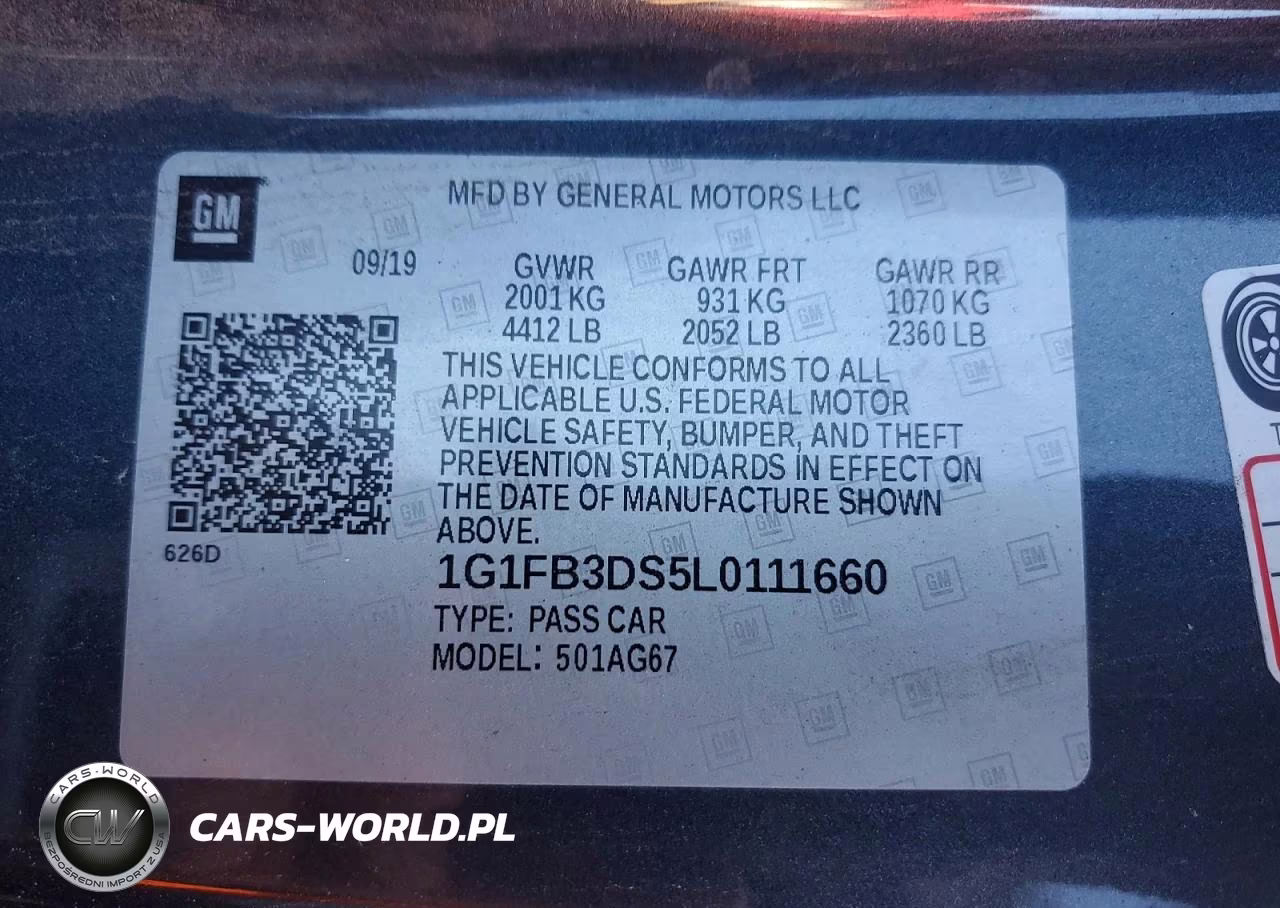 2020 Chevrolet Camaro Ls VIN:1G1FB3DS5L0111660 - 12