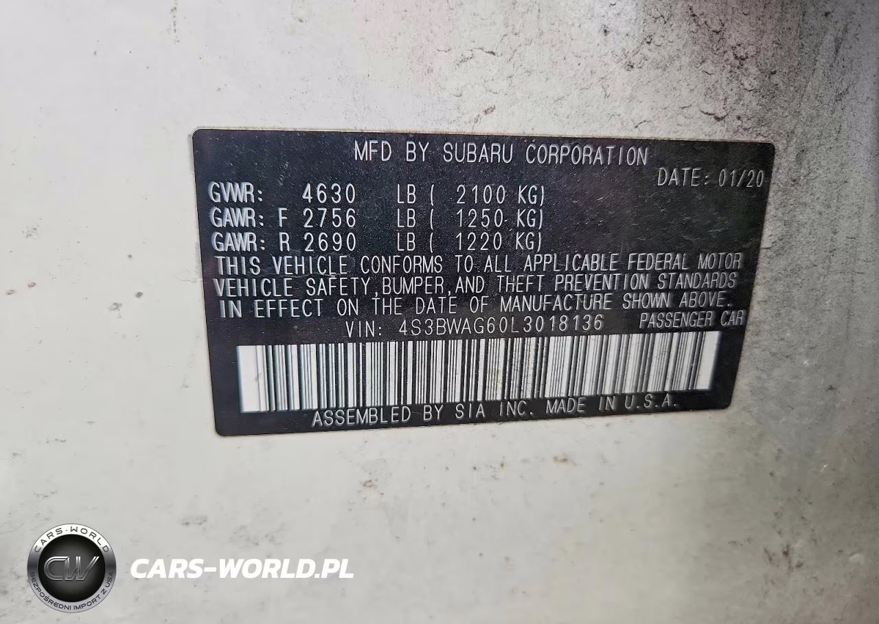 2020 Subaru Legacy Sport VIN:4S3BWAG60L3018136 - 12