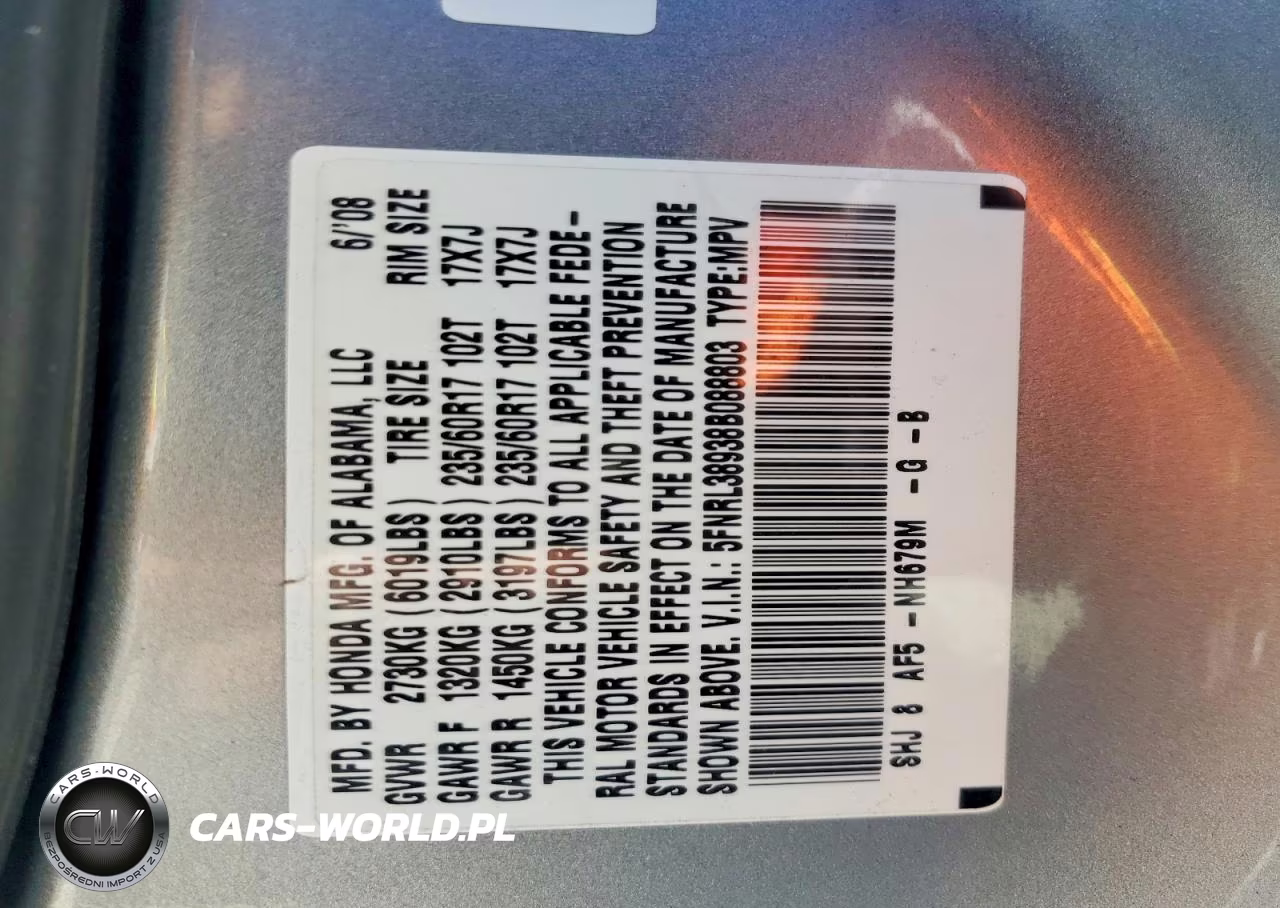 2008 Honda Odyssey Touring VIN:5FNRL38938B088803 - 13