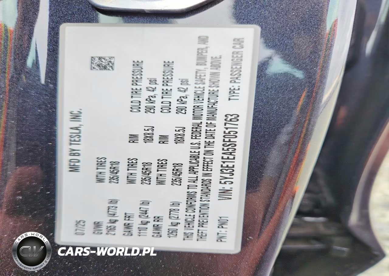 2025 Tesla Model 3 VIN:5YJ3E1EA5SF051763 - 12