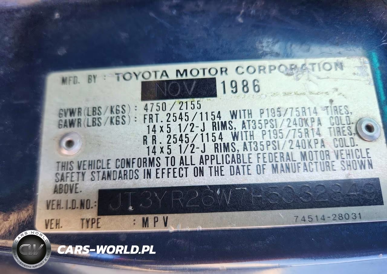 1987 Toyota Van Le VIN:JT3YR26W7H5032849 - 14