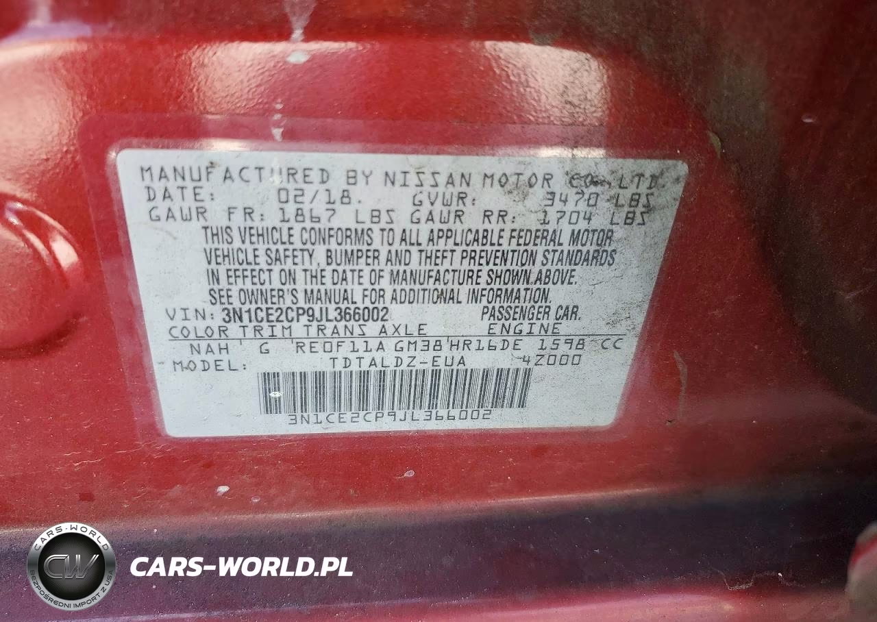 2018 Nissan Versa Note Sv VIN:3N1CE2CP9JL366002 - 12