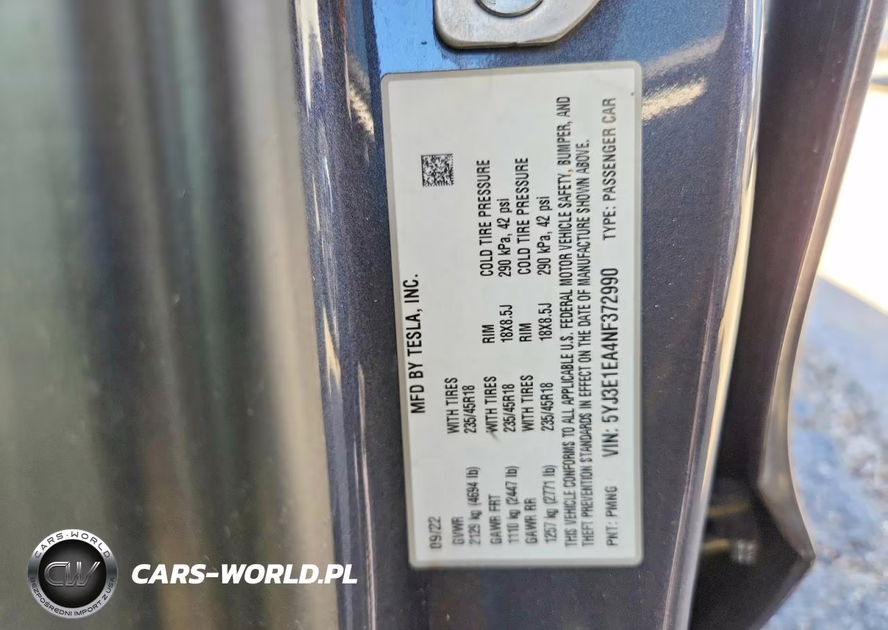 2022 Tesla Model 3 VIN:5YJ3E1EA4NF372990 - 13