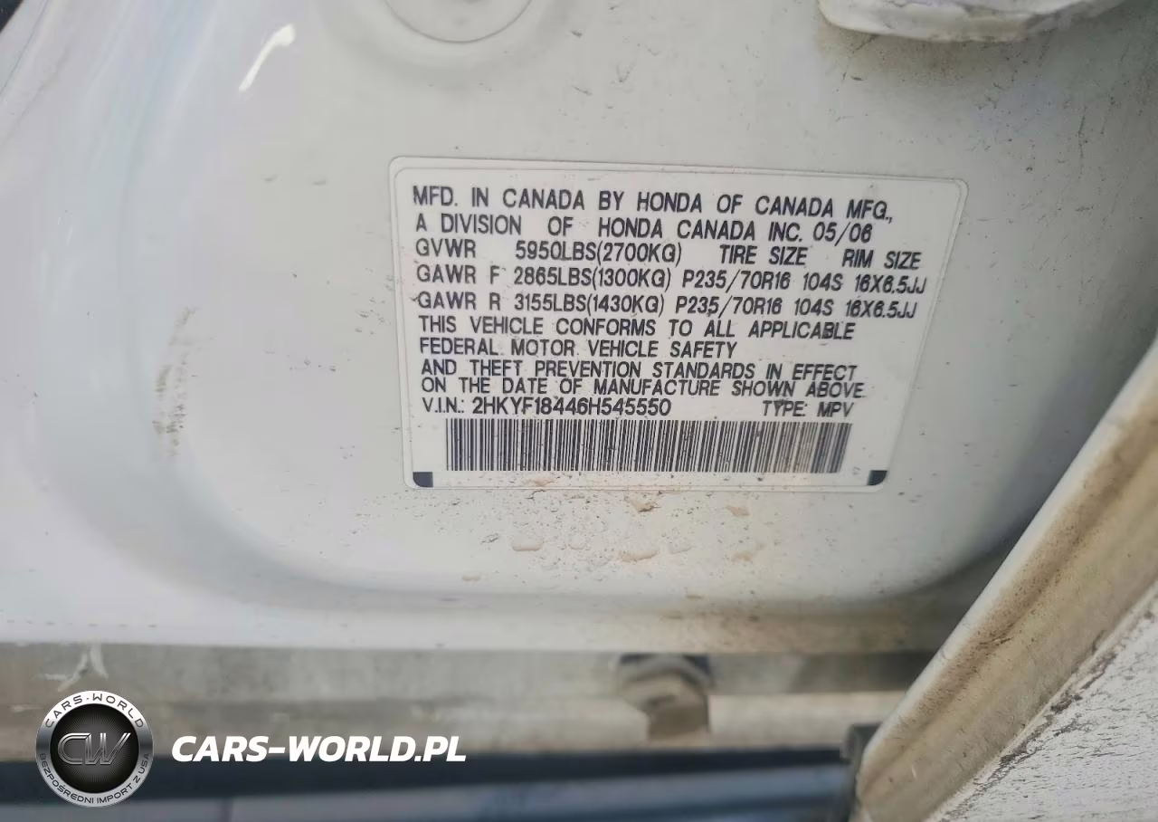 2006 Honda Pilot Ex VIN:2HKYF18446H545550 - 13