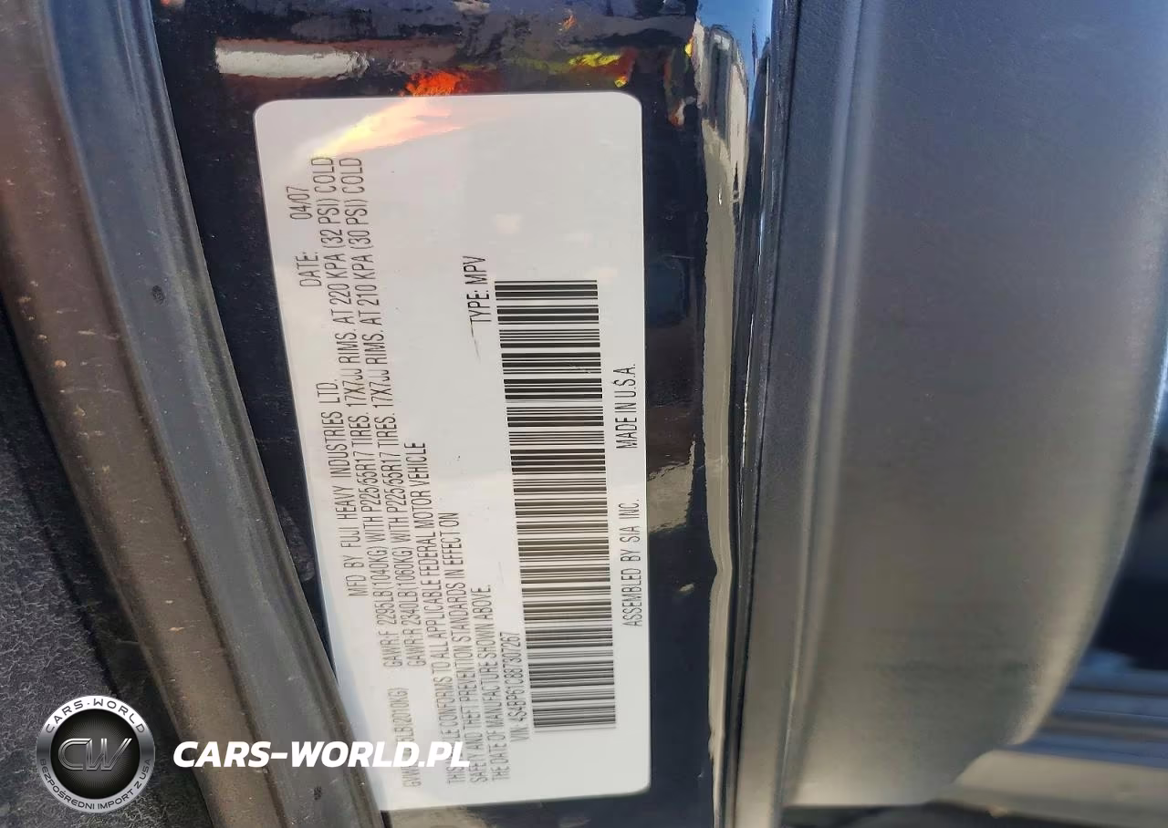 2008 Subaru Outback 2.5I VIN:4S4BP61C887307267 - 12