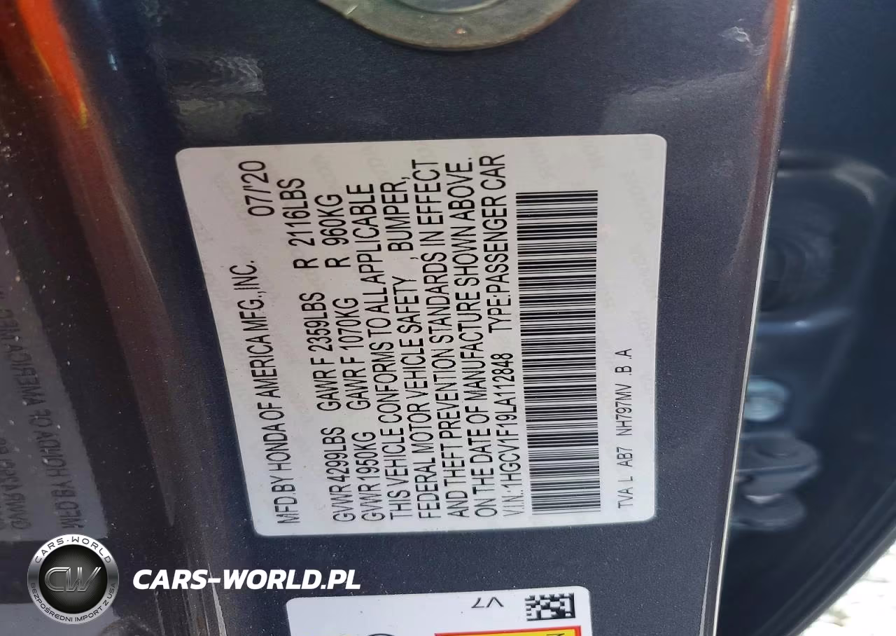 2020 Honda Accord Lx VIN:1HGCV1F19LA112848 - 12