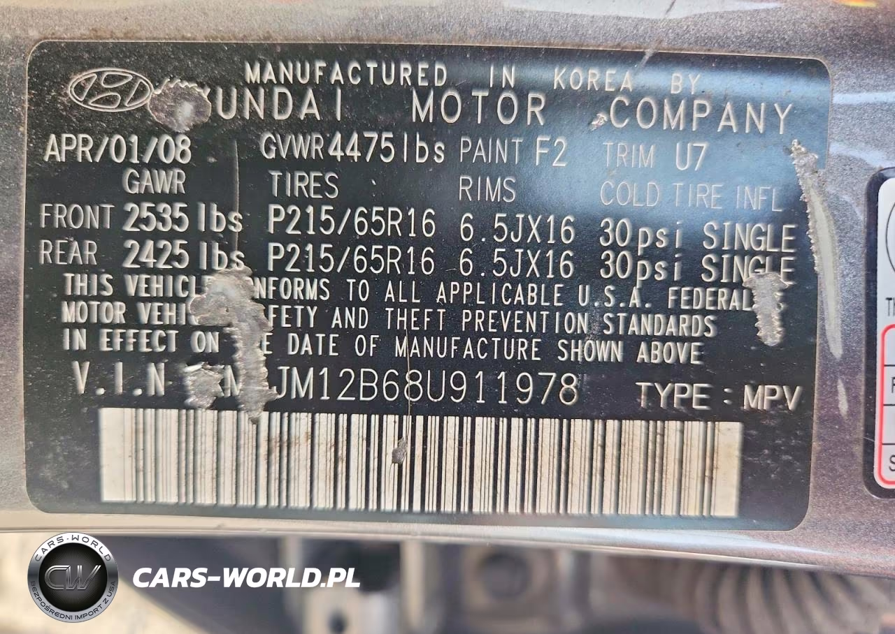 2008 Hyundai Tucson Gls VIN:KM8JM12B68U911978 - 12