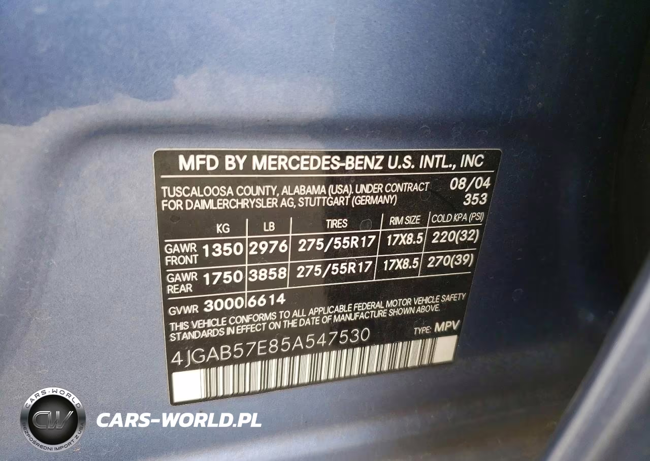 2005 Mercedes-Benz Ml 350 VIN:4JGAB57E85A547530 - 12