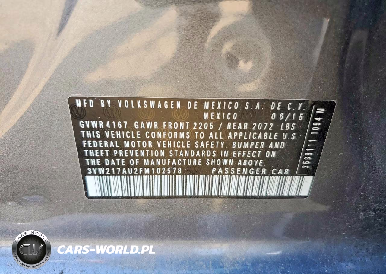 2015 Volkswagen Golf VIN:3VW217AU2FM102578 - 13