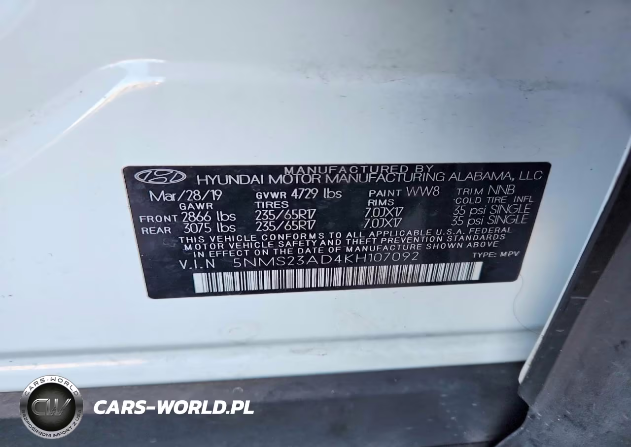 2019 Hyundai Santa Fe Se VIN:5NMS23AD4KH107092 - 13