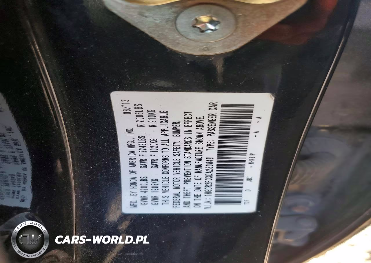 2013 Honda Accord Lx VIN:1HGCR2F3XDA280849 - 12