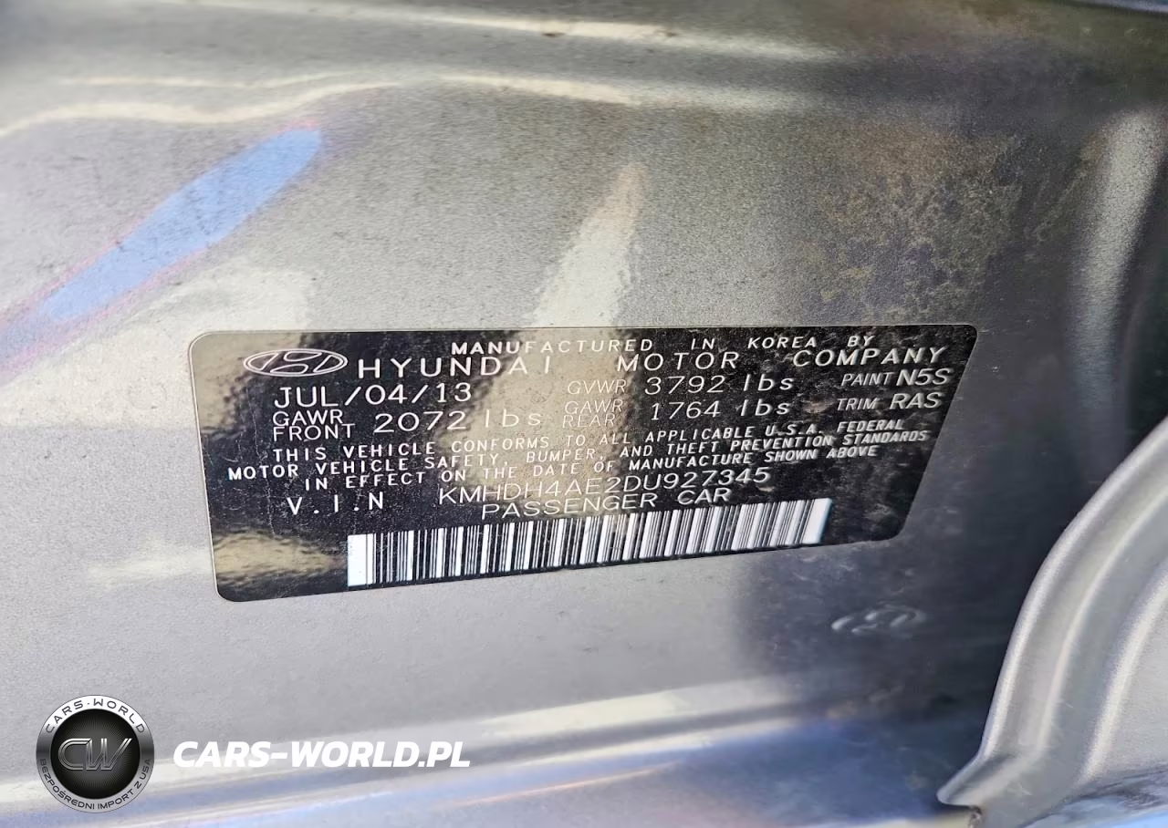 2013 Hyundai Elantra Gls VIN:KMHDH4AE2DU927345 - 13