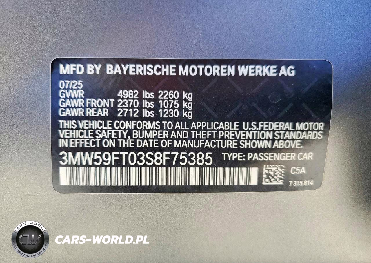 2025 BMW M340I VIN:3MW59FT03S8F75385 - 12