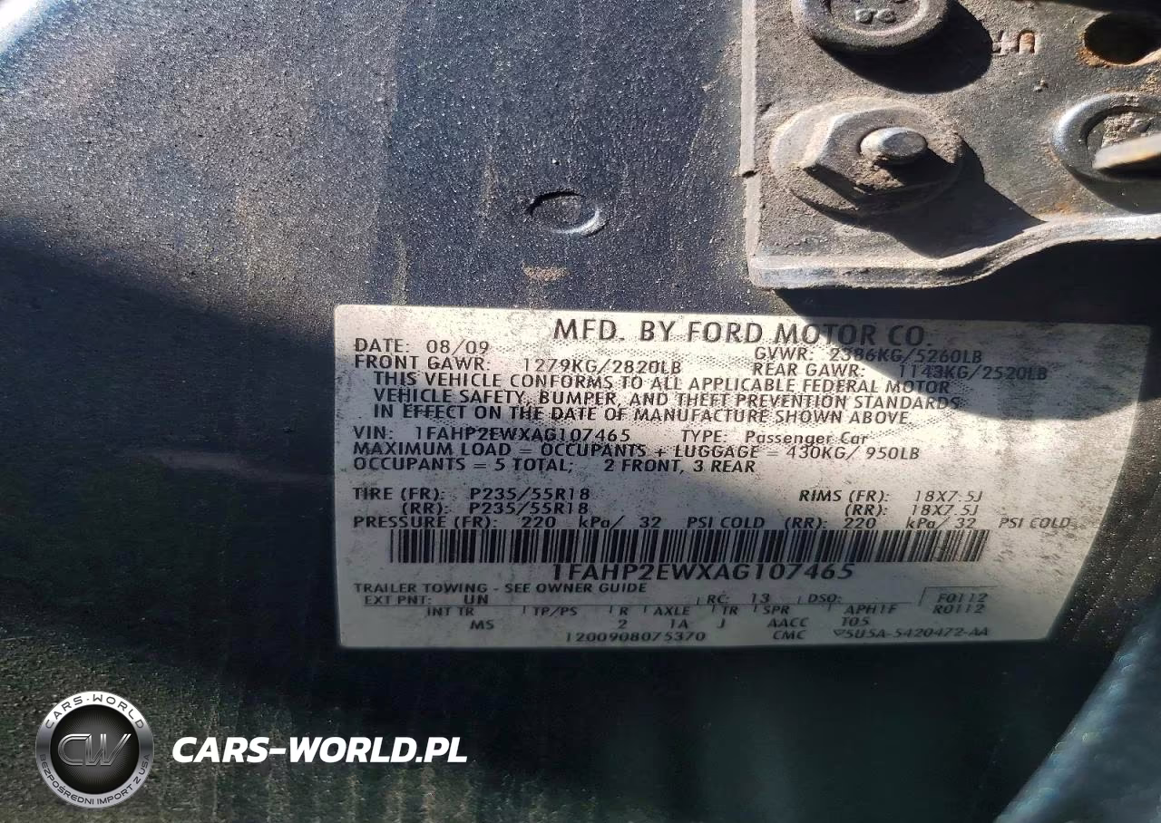 2010 Ford Taurus Sel VIN:1FAHP2EWXAG107465 - 13
