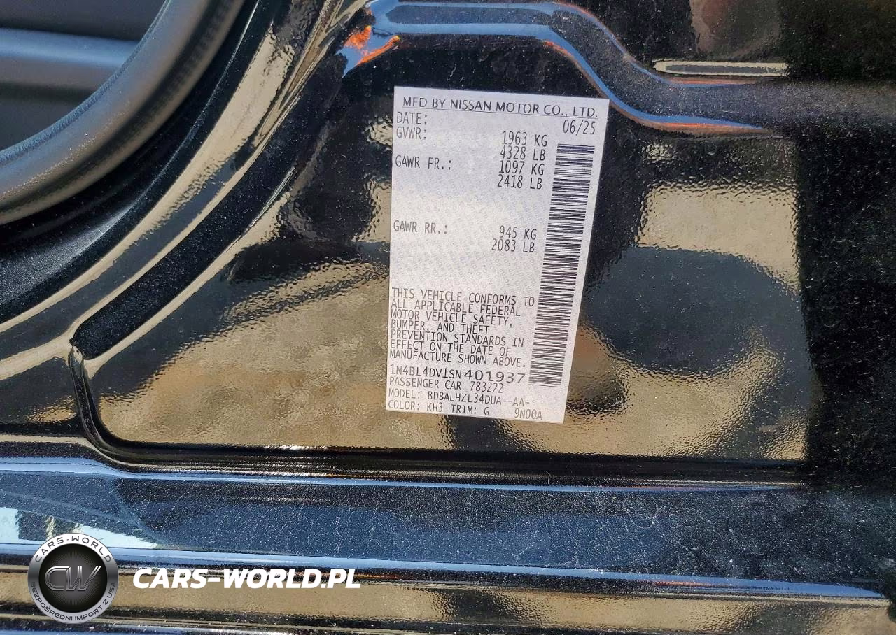 2025 Nissan Altima Sv VIN:1N4BL4DV1SN401937 - 13