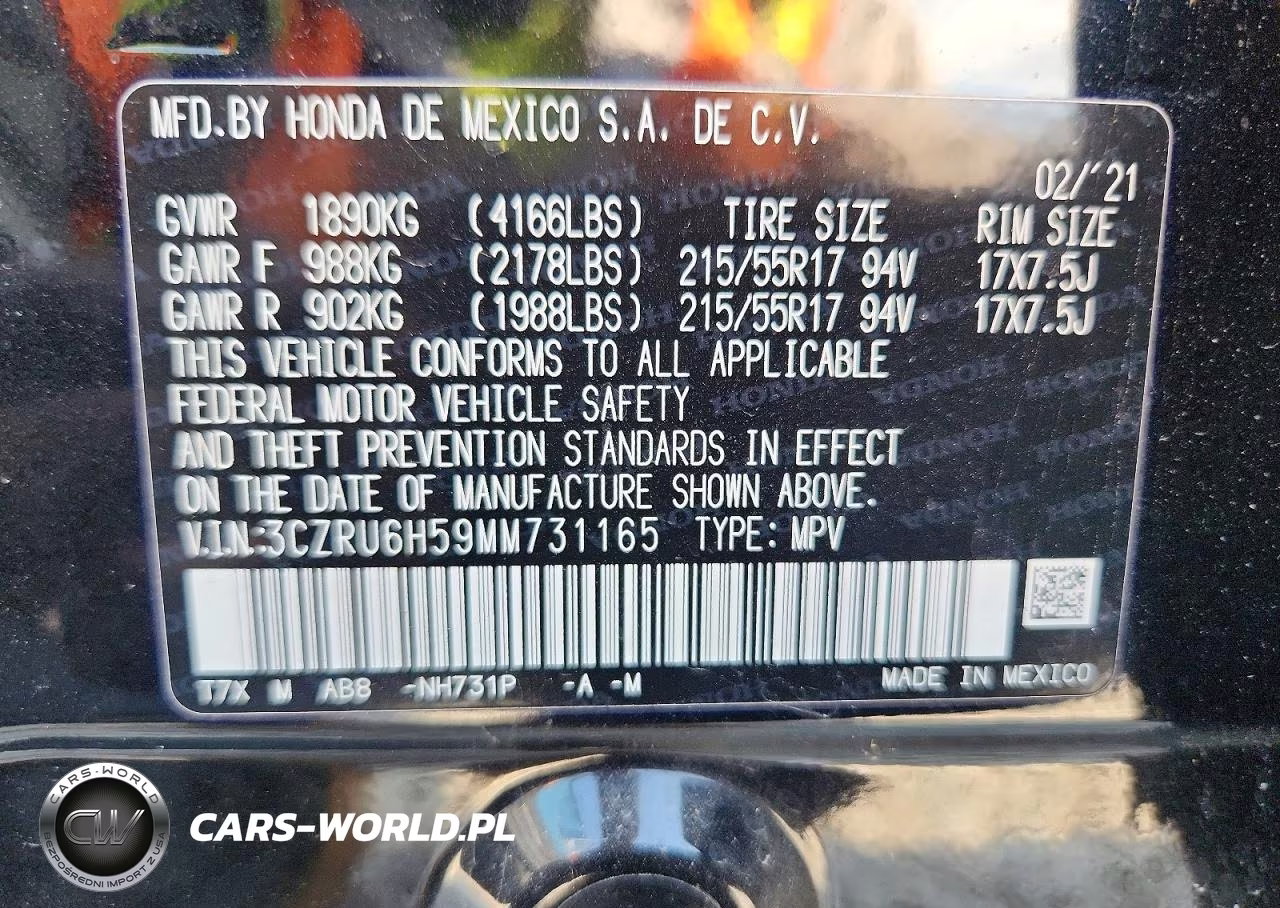 2021 Honda Hr-V Ex VIN:3CZRU6H59MM731165 - 12