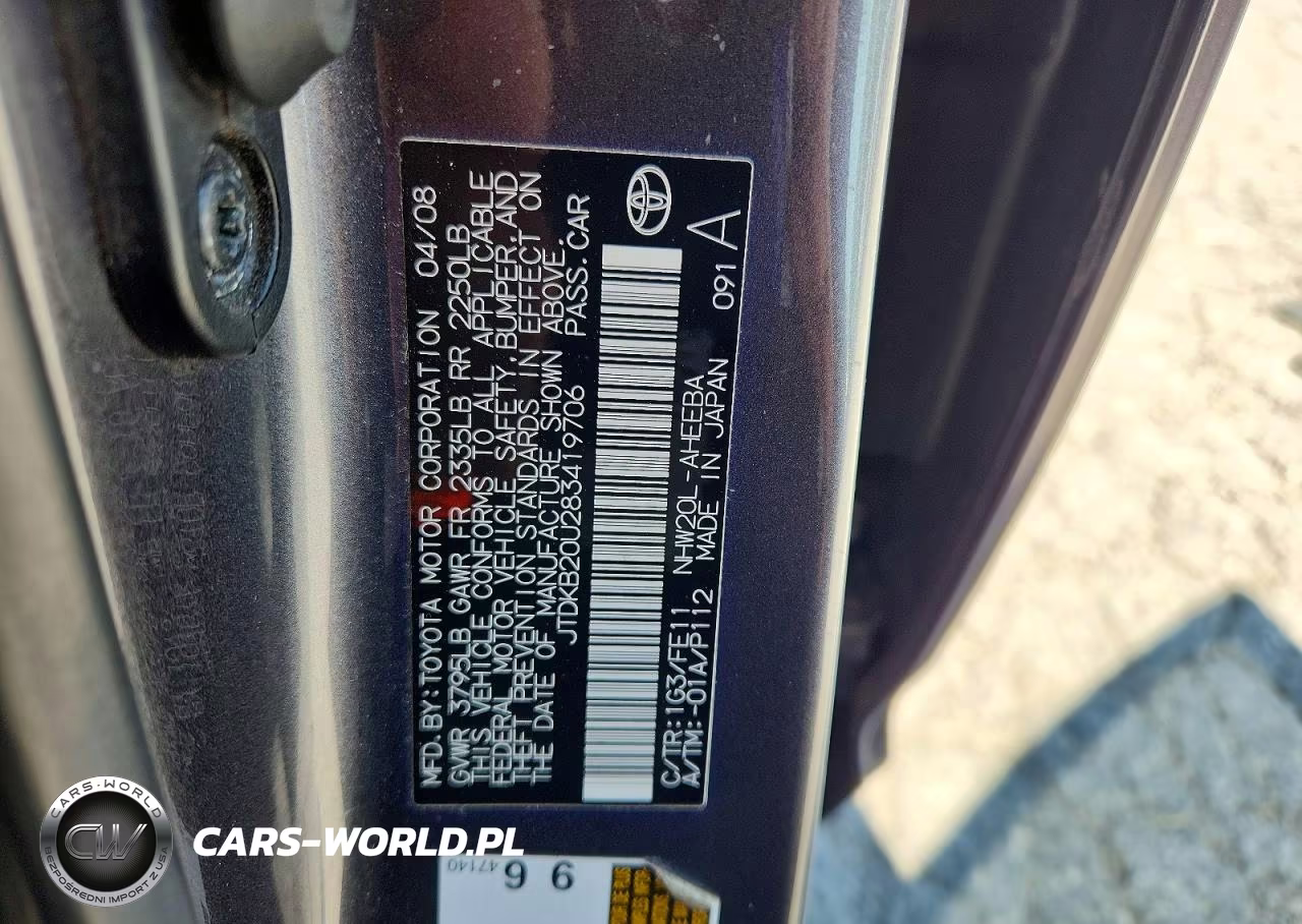 2008 Toyota Prius Touring VIN:JTDKB20U283419706 - 12