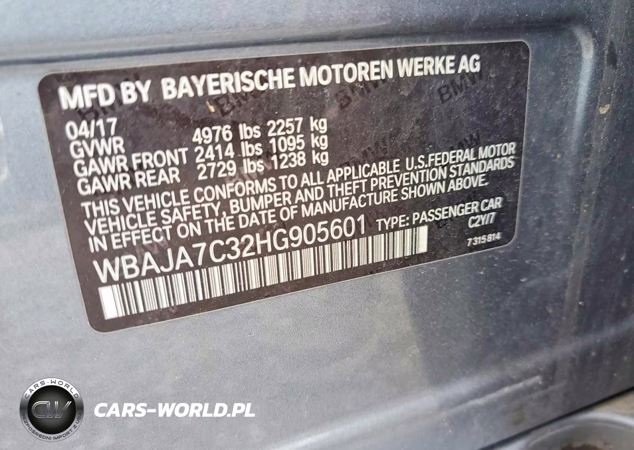 2017 BMW 530 Xi VIN:WBAJA7C32HG905601 - 12