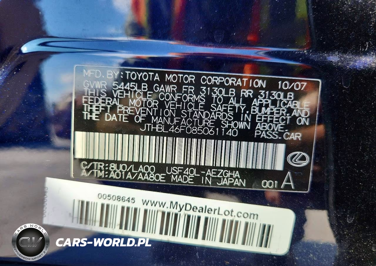 2008 Lexus Ls 460 VIN:JTHBL46F085061140 - 12
