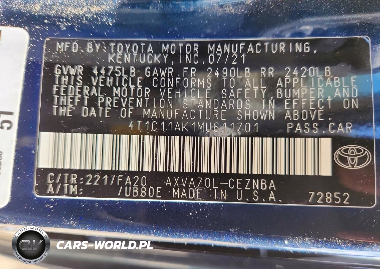 2021 Toyota Camry Le VIN:4T1C11AK1MU611701 - 13