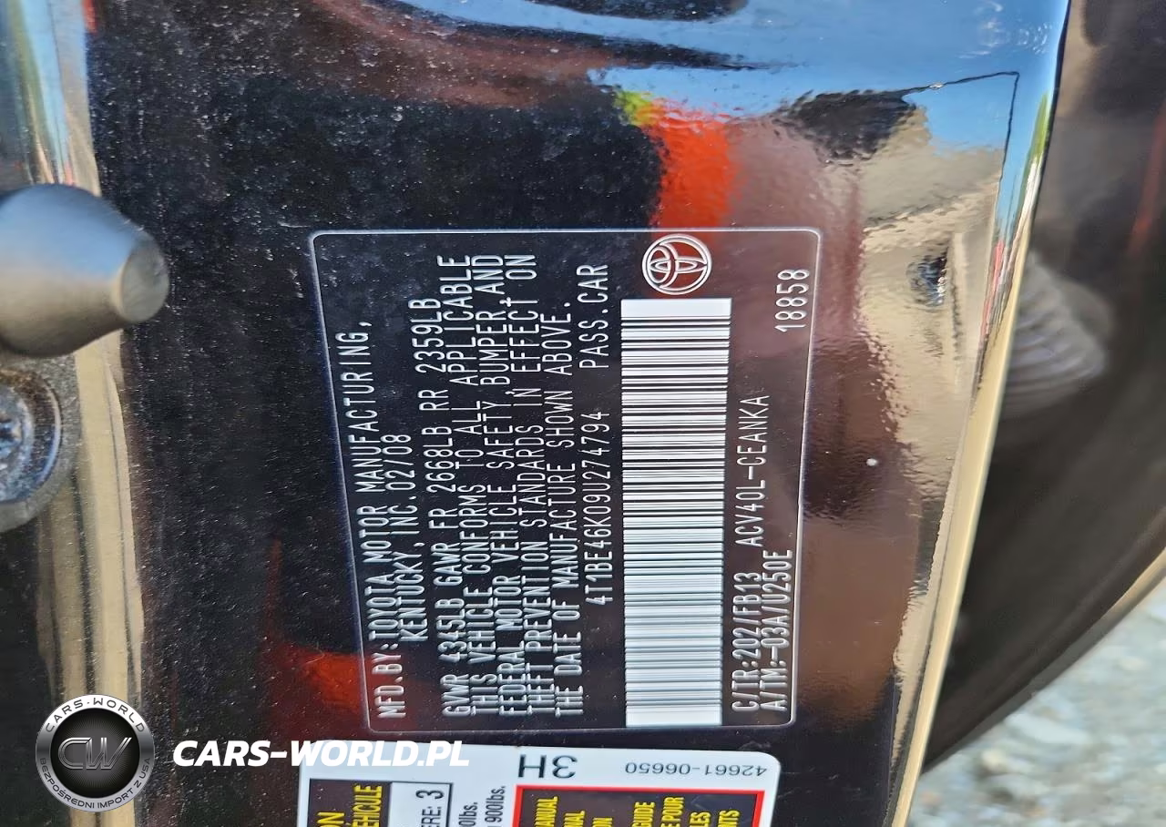 2009 Toyota Camry Le VIN:4T1BE46K09U274794 - 12
