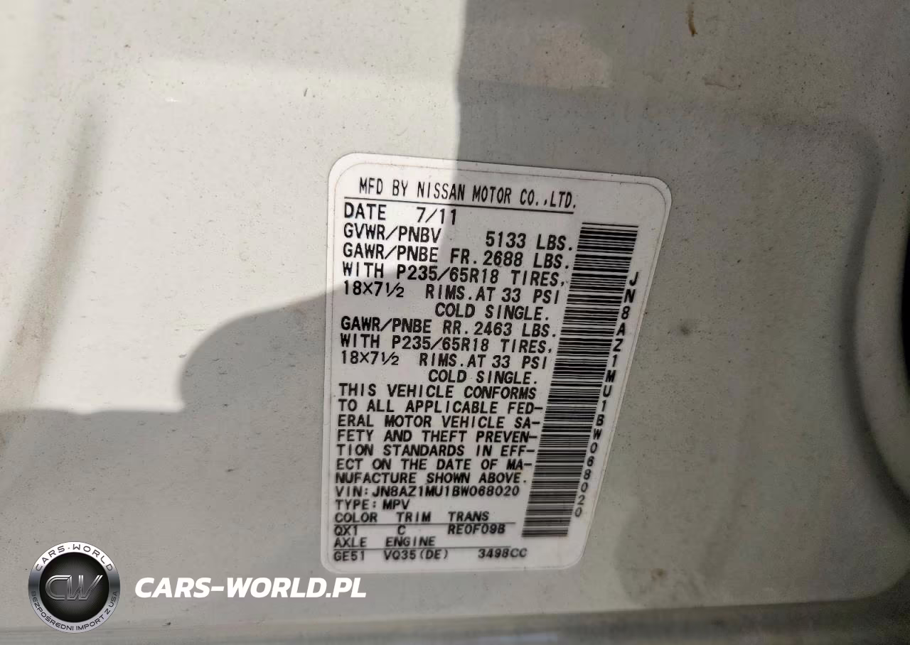 2011 Nissan Murano S VIN:JN8AZ1MU1BW068020 - 14