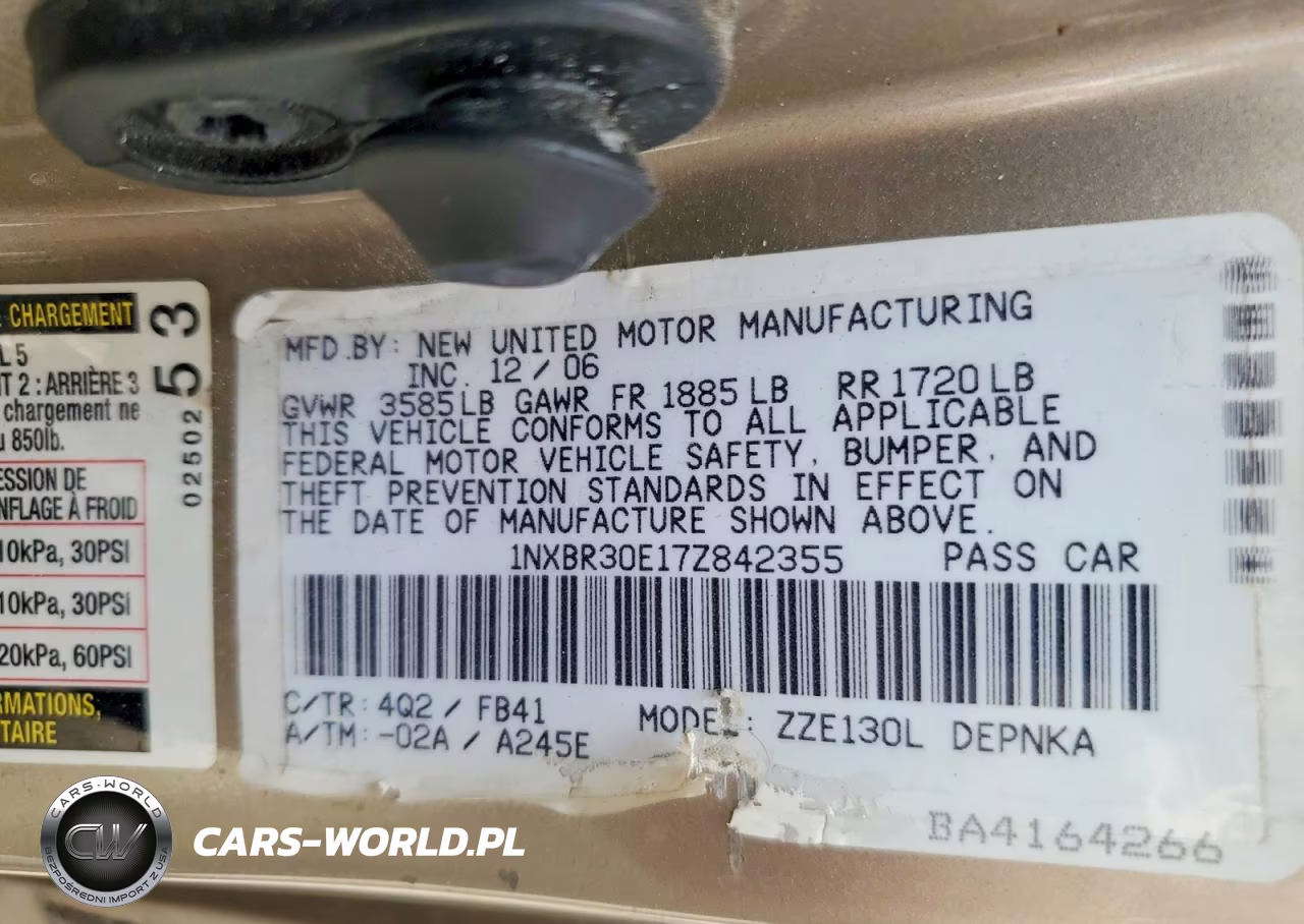 2007 Toyota Corolla Le VIN:1NXBR30E17Z842355 - 12