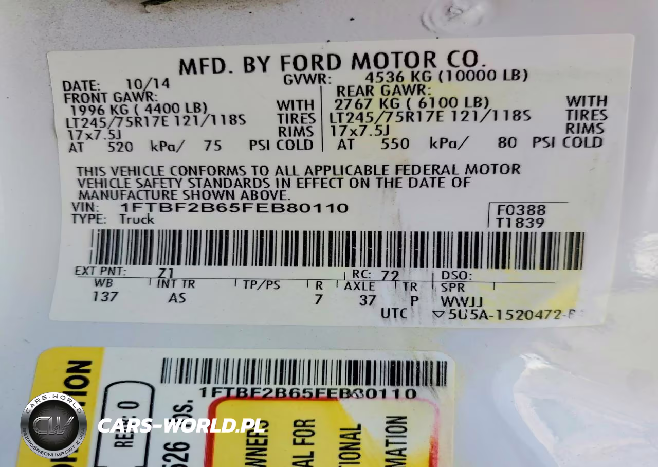 2015 Ford F250 Super Duty VIN:1FTBF2B65FEB80110 - 12