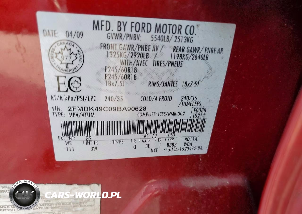 2009 Ford Edge Limited VIN:2FMDK49C09BA90628 - 14