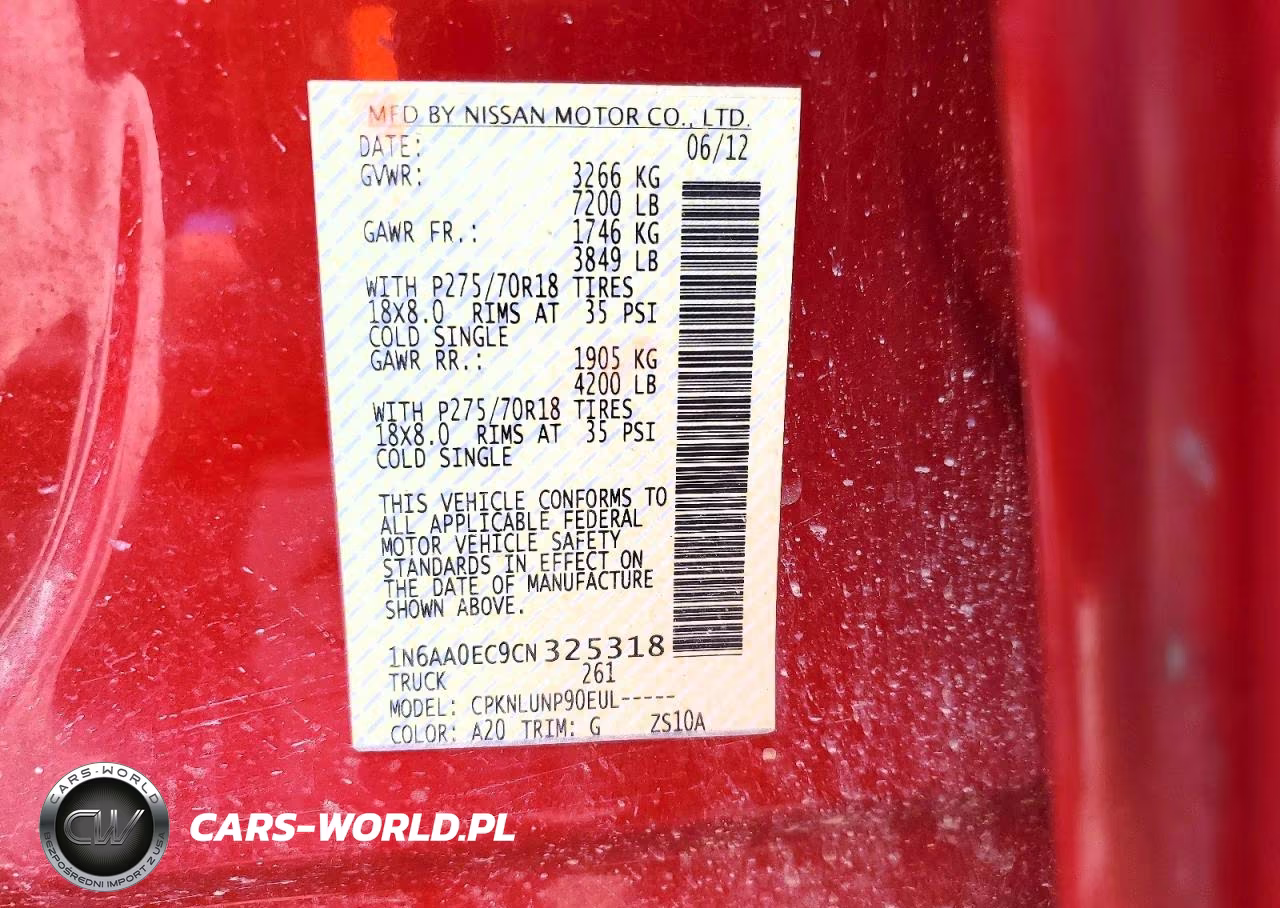 2012 Nissan Titan Sv VIN:1N6AA0EC9CN325318 - 12
