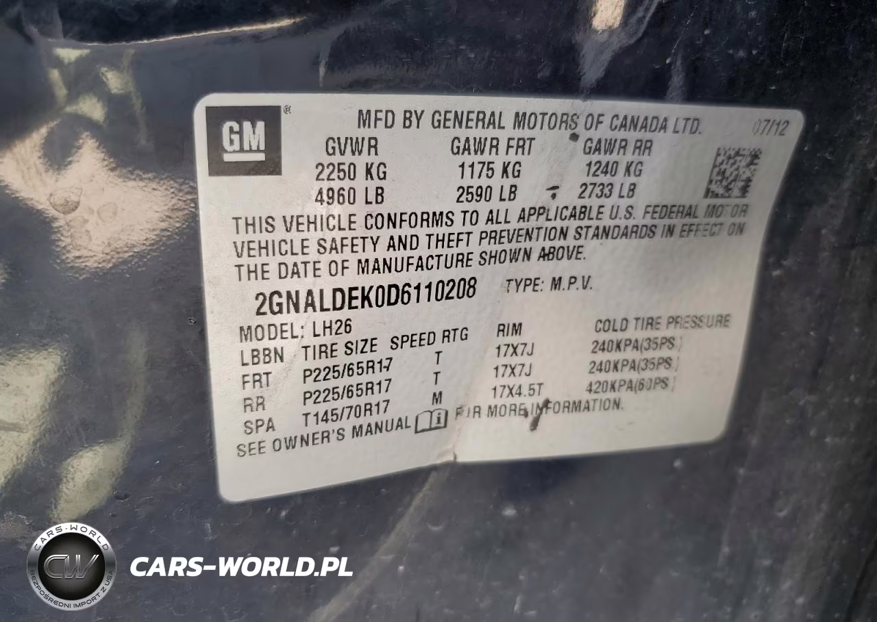 2013 Chevrolet Equinox Lt VIN:2GNALDEK0D6110208 - 13