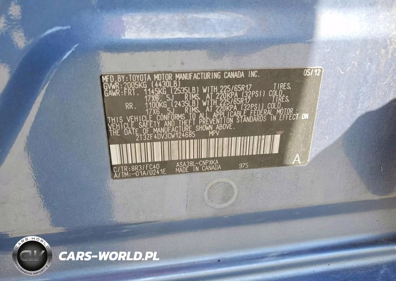 2012 Toyota Rav4 Base VIN:2T3ZF4DV3CW124685 - 13