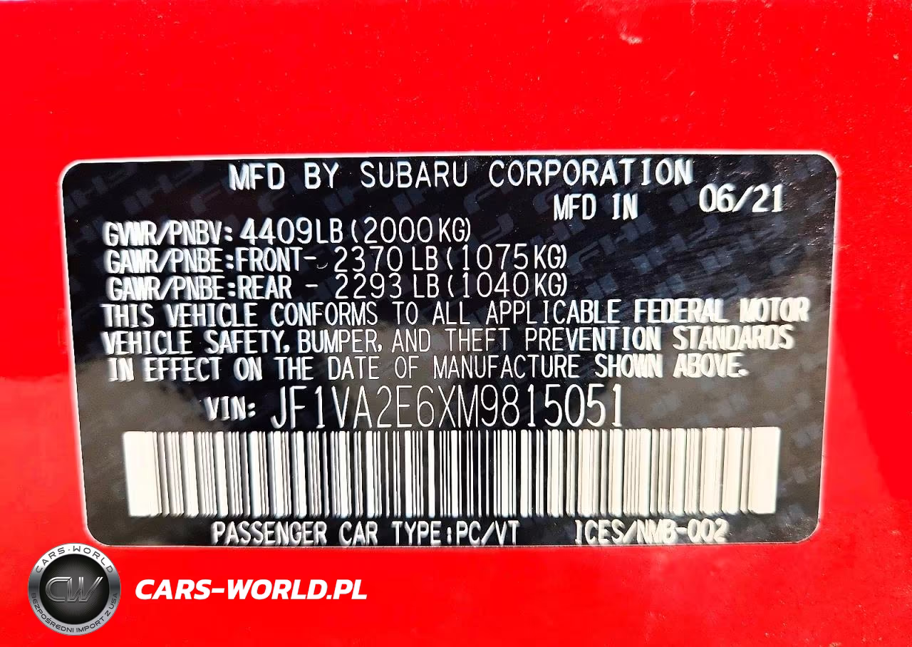 2021 Subaru Wrx Sti VIN:JF1VA2E6XM9815051 - 13