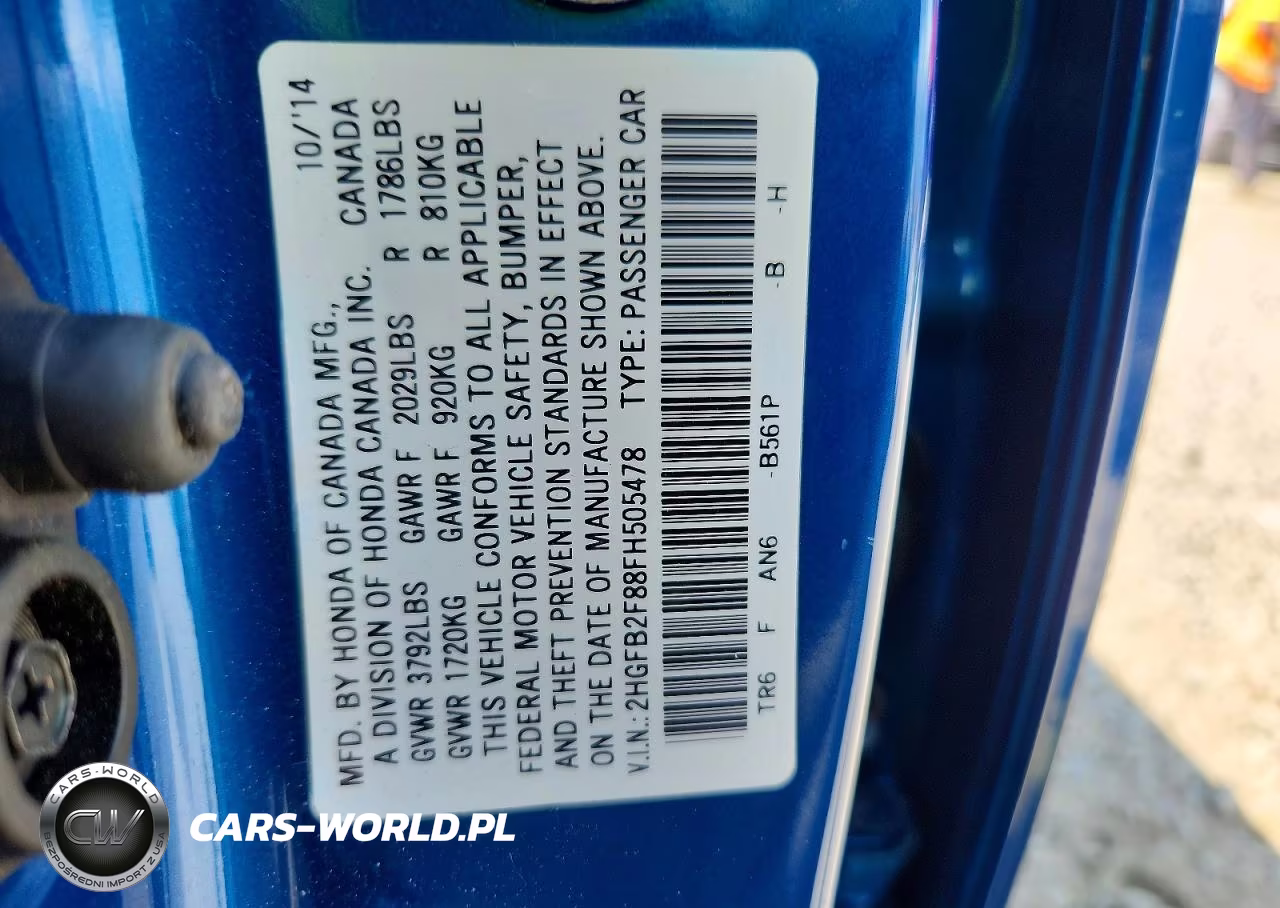 2015 Honda Civic Ex VIN:2HGFB2F88FH505478 - 13