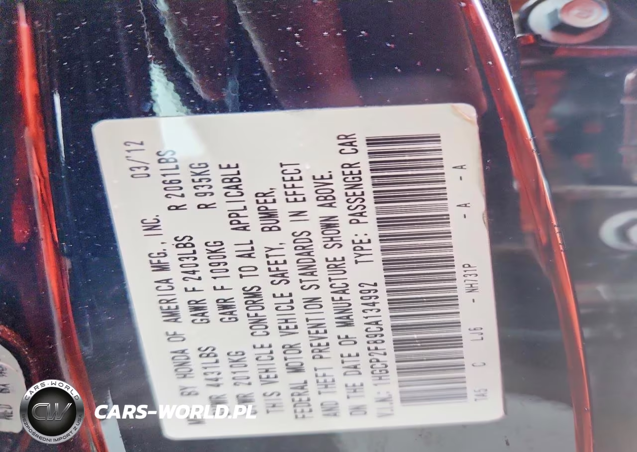 2012 Honda Accord Exl VIN:1HGCP2F89CA134992 - 12