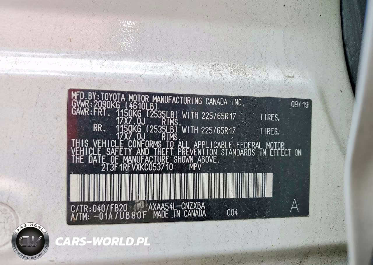 2019 Toyota Rav4 Le VIN:2T3F1RFVXKC053710 - 13