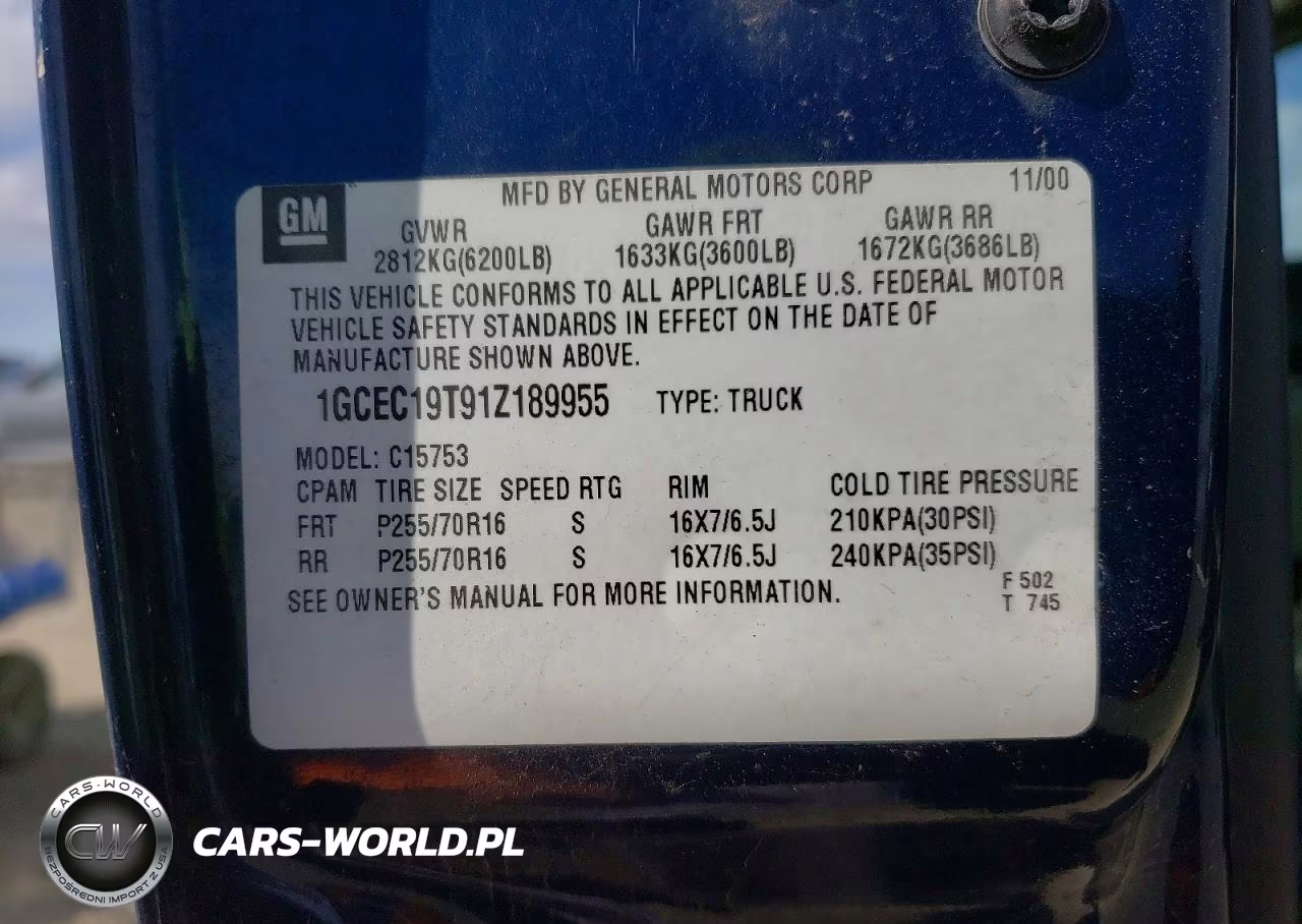 2001 Chevrolet Silverado 1500 VIN:LOT-3-67596296 - 12