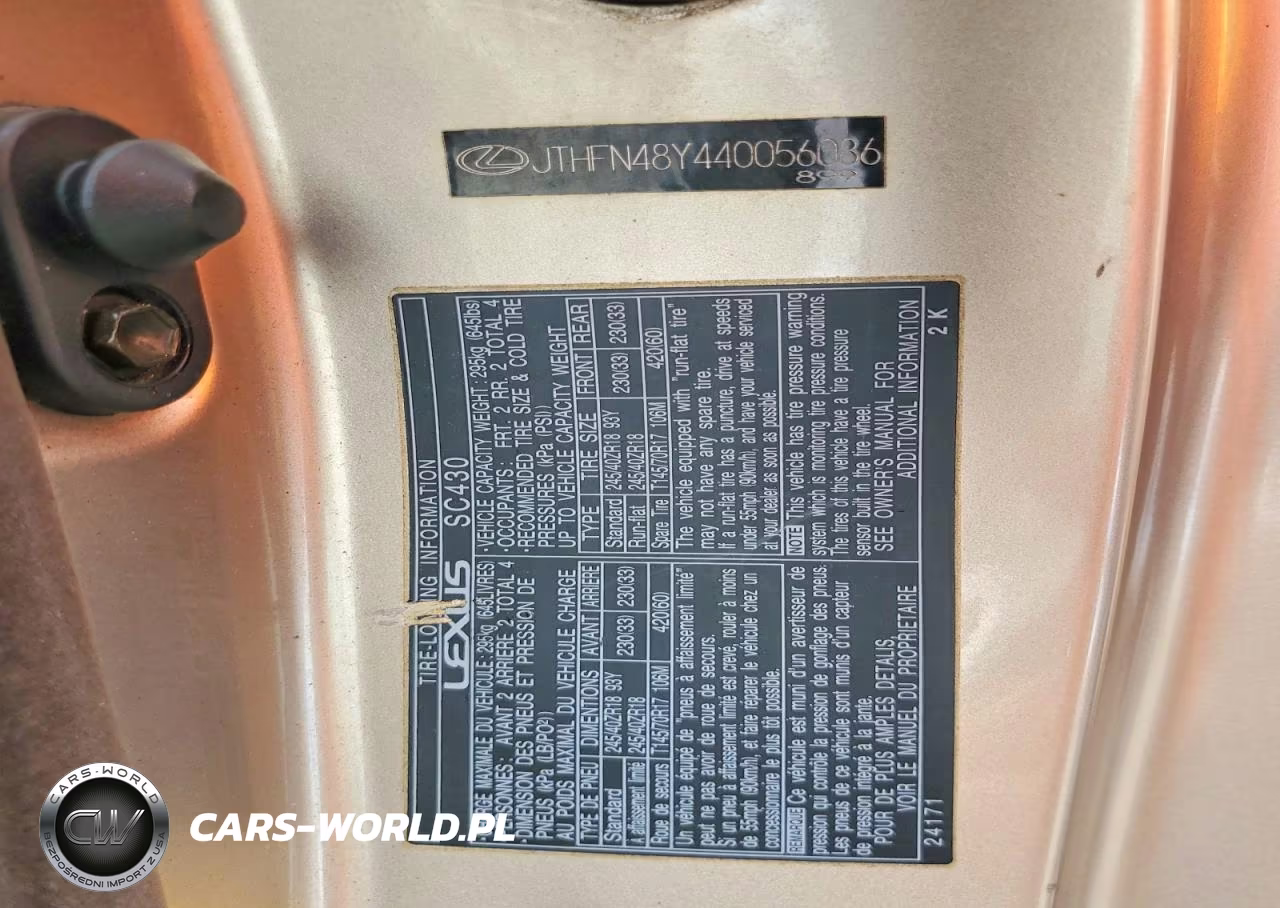 2004 Lexus Sc 430 VIN:JTHFN48Y440056086 - 12