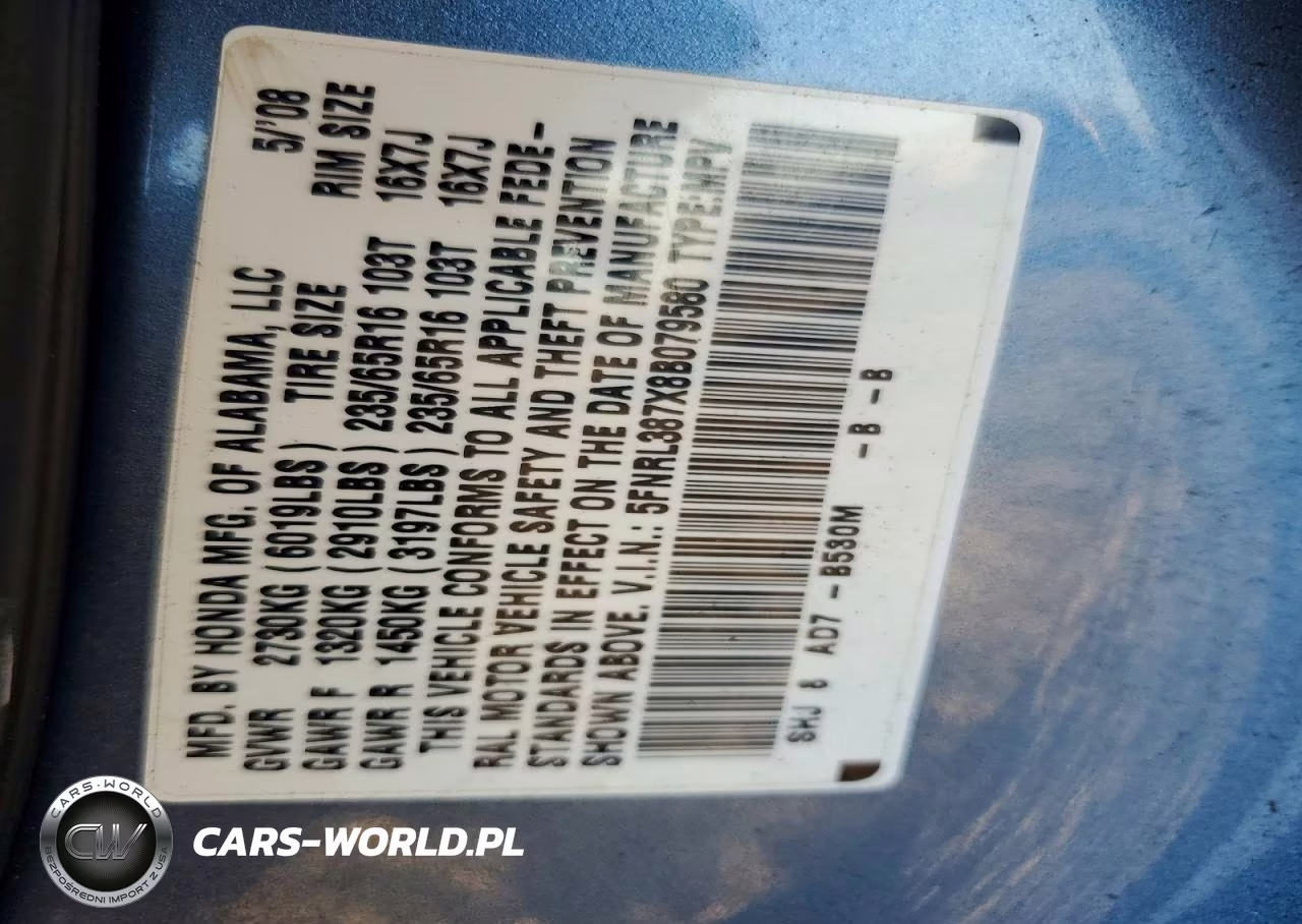 2008 Honda Odyssey Exl VIN:5FNRL387X8B079580 - 13