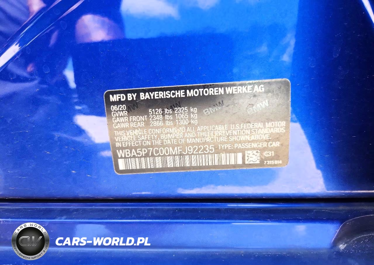 2021 BMW 330E VIN:WBA5P7C00MFJ92235 - 12