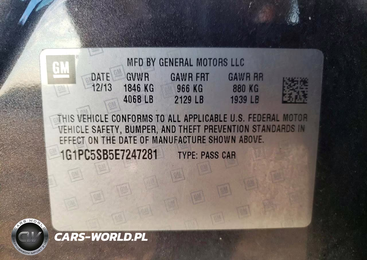 2014 Chevrolet Cruze Lt VIN:1G1PC5SB5E7247281 - 12