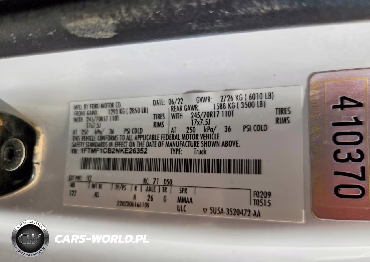 2022 Ford F150 VIN:1FTMF1CB2NKE26352 - 12