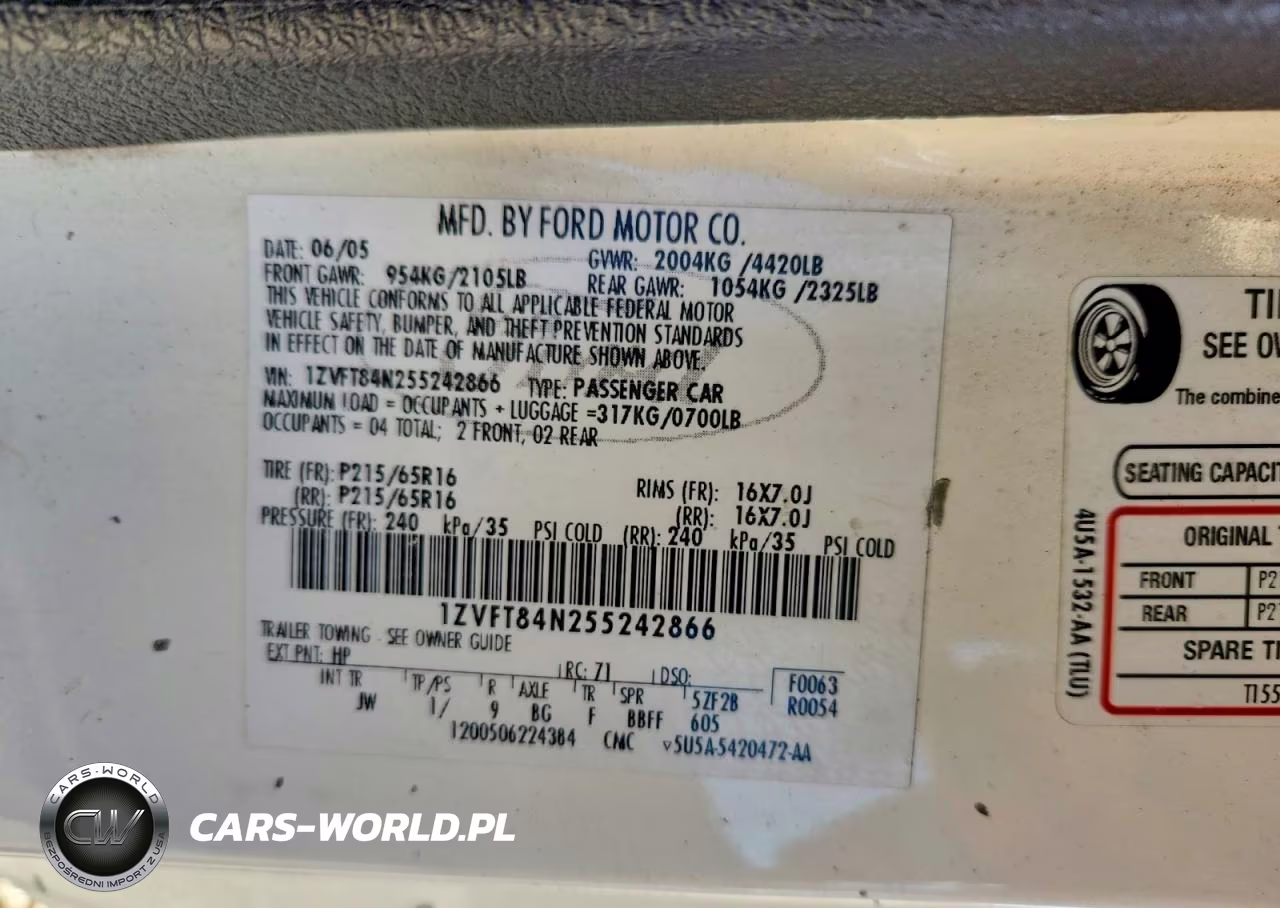 2005 Ford Mustang VIN:1ZVFT84N255242866 - 12