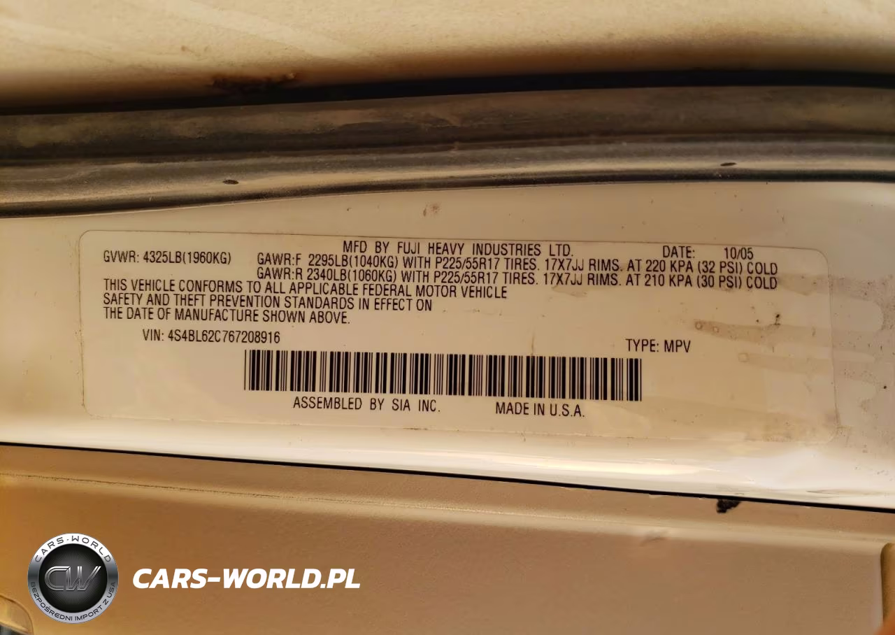 2006 Subaru Legacy Outback 2.5I Limited VIN:4S4BL62C767208916 - 12
