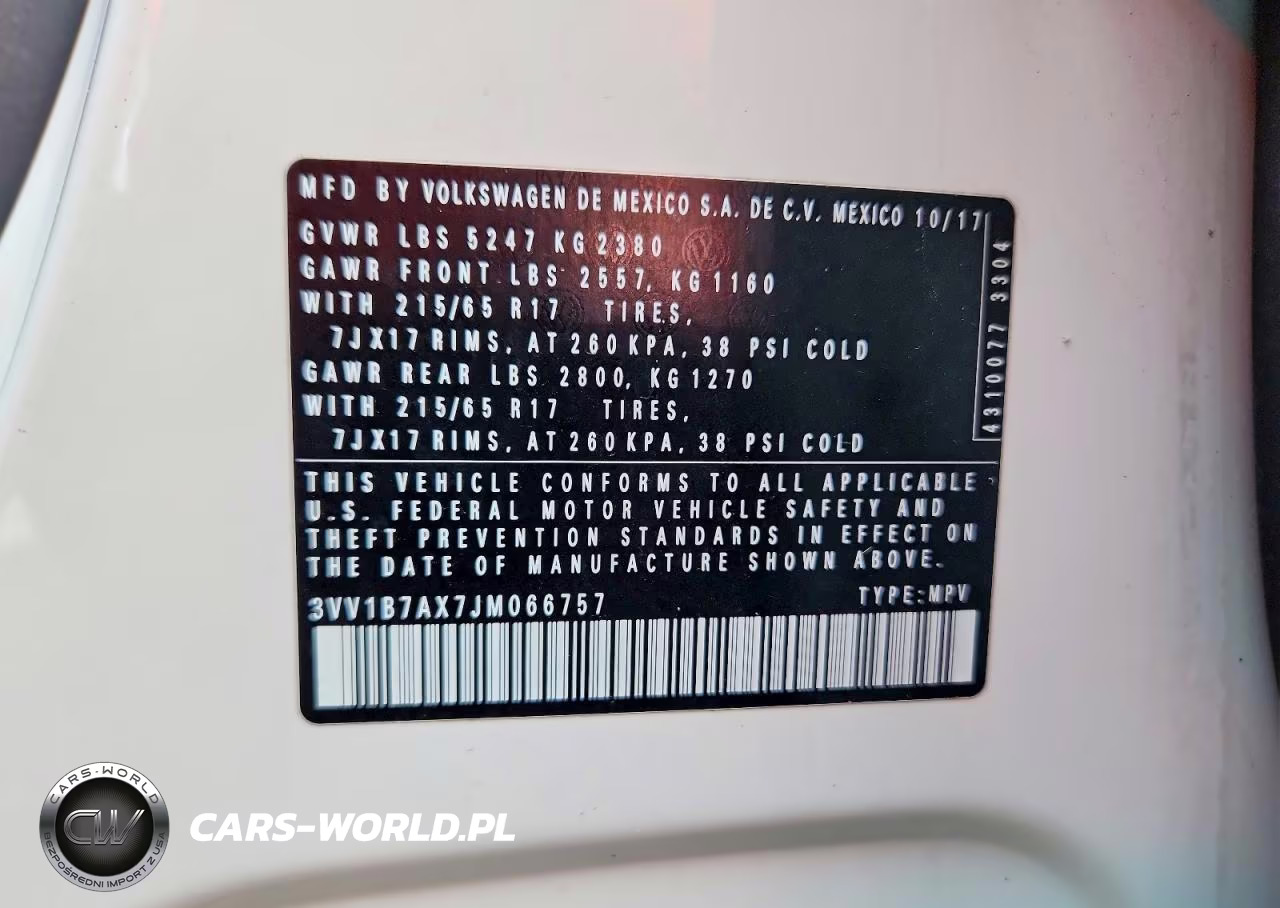 2018 Volkswagen Tiguan S VIN:3VV1B7AX7JM066757 - 13