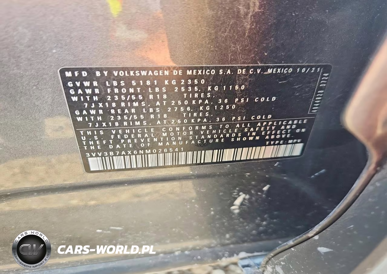 2022 Volkswagen Tiguan Se VIN:3VV3B7AX6NM026541 - 13